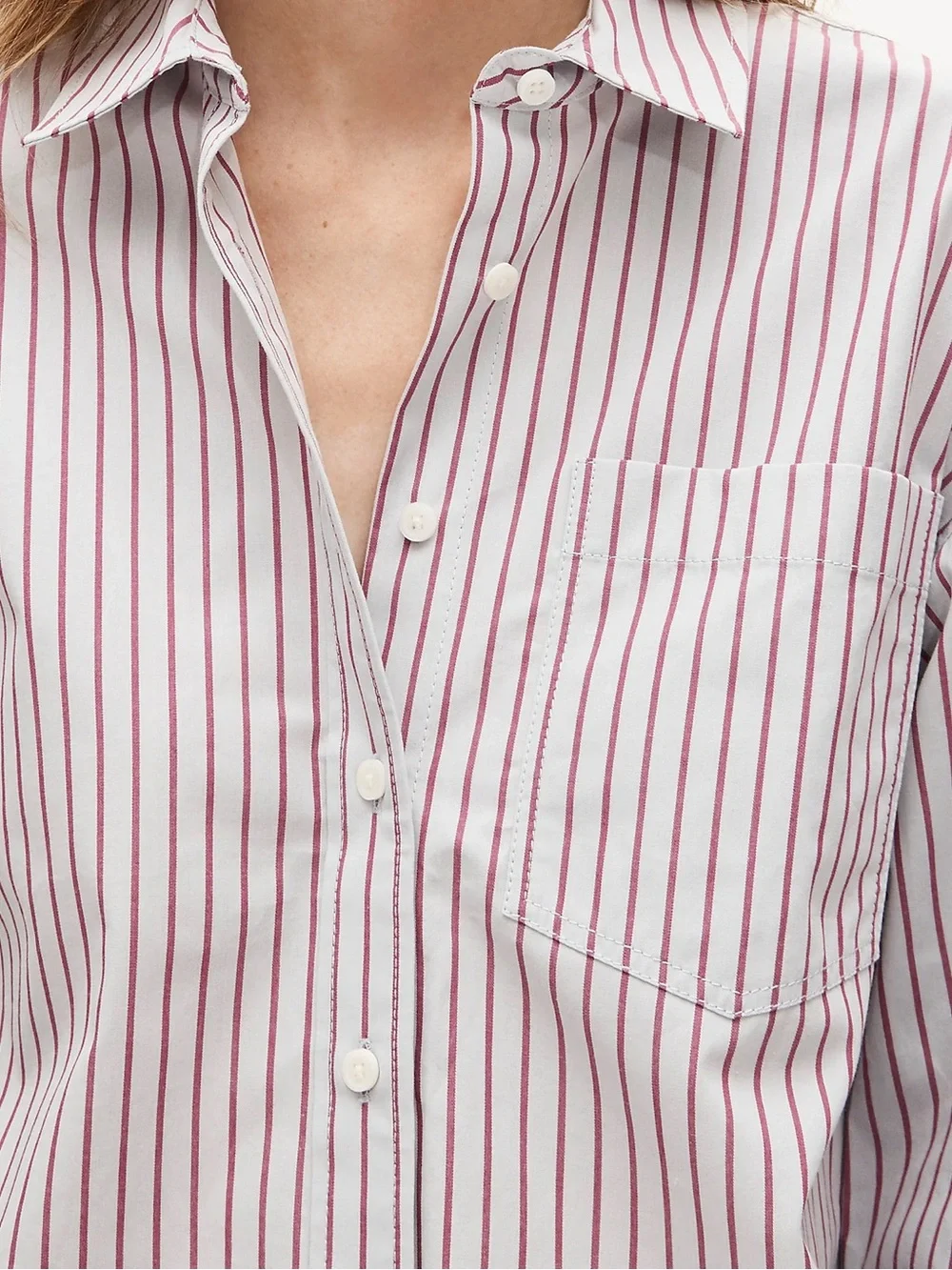 J. Crew White Shirt with Red Pinstripes